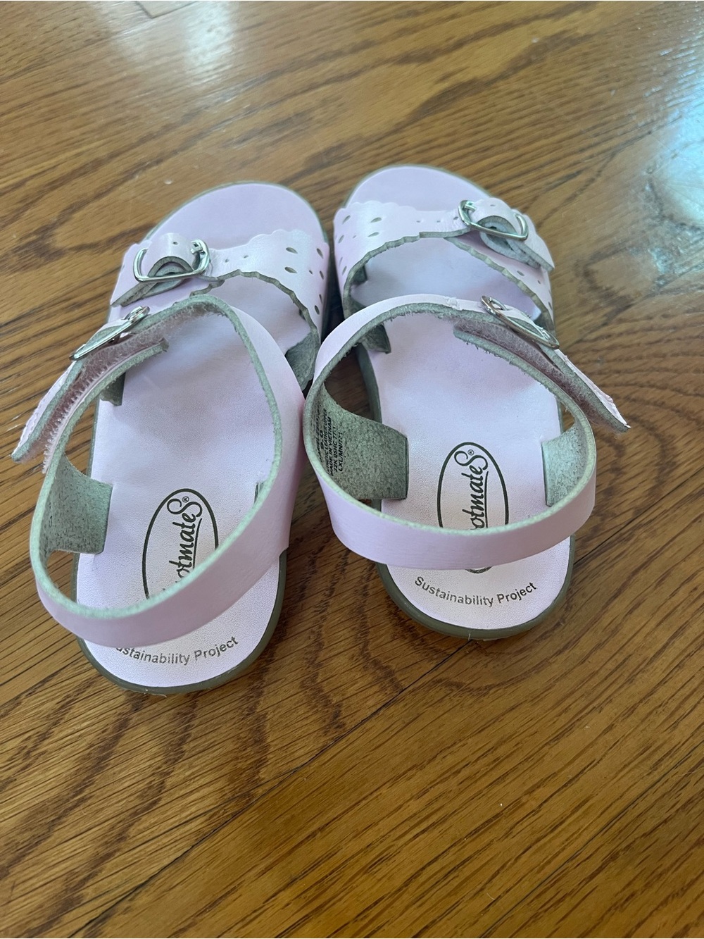 FootMates Light Pink Scalloped Buckle Sandals - Picture 2 of 6